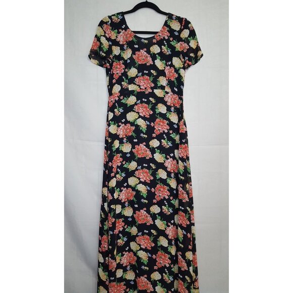 Laura Ashley Dresses & Skirts - Vintage Laura Ashley floral maxi dress black sz 6